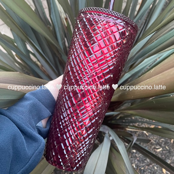 🍷NWT❤️Starbucks 2022 Holiday ‘Merlot’ Wine Burgundy Red Jeweled Venti Tumbler - Picture 2 of 10